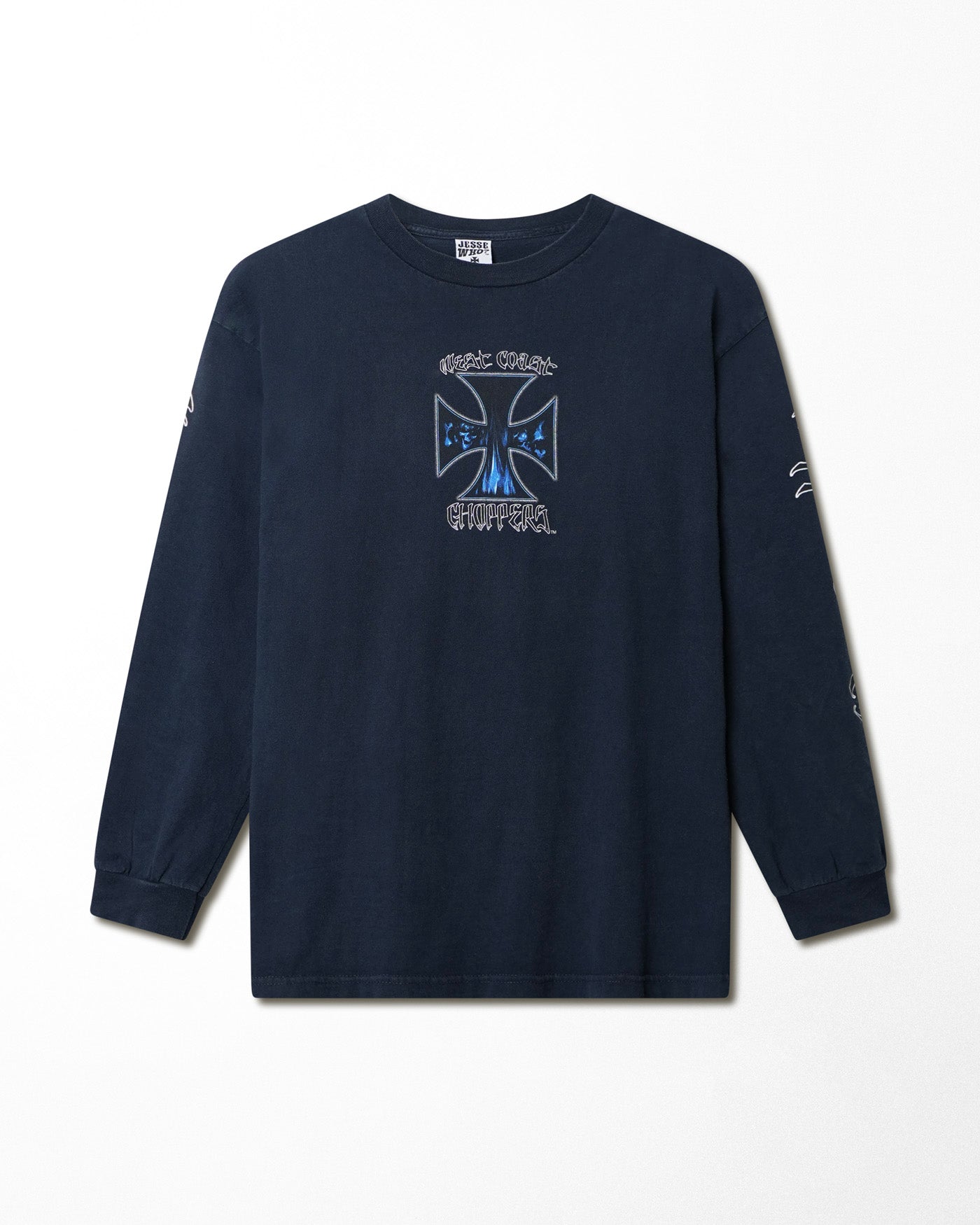 WEST COAST CHOPPERS "BLUE CROSS" BLUE LONG SLEEVE T-SHIRT