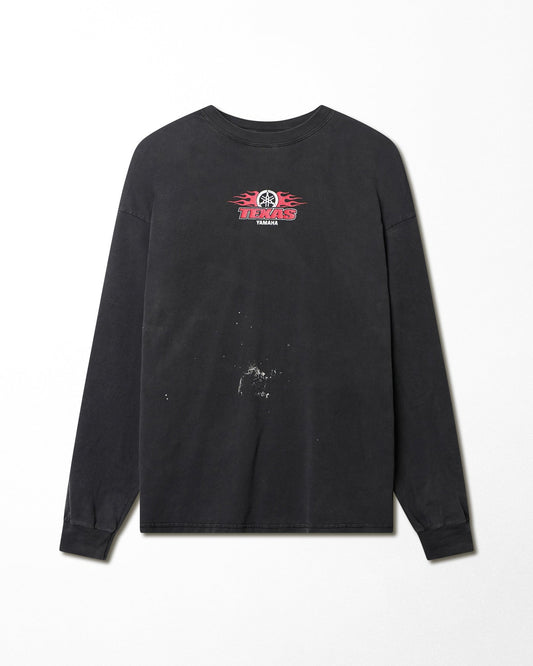GILDAN "TEXAS YAMAHA FLAMES" BLACK LONG SLEEVE T-SHIRT