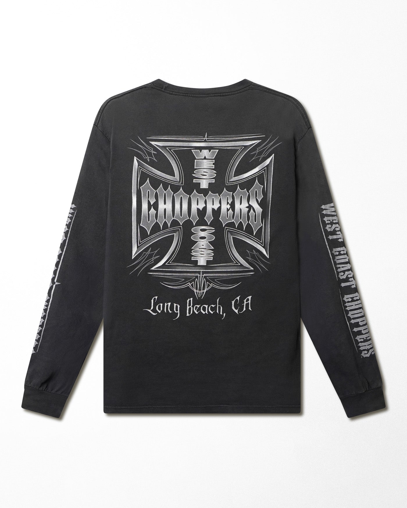WEST COAST CHOPPERS "SILVER CROSS" BLACK LONG SLEEVE T-SHIRT