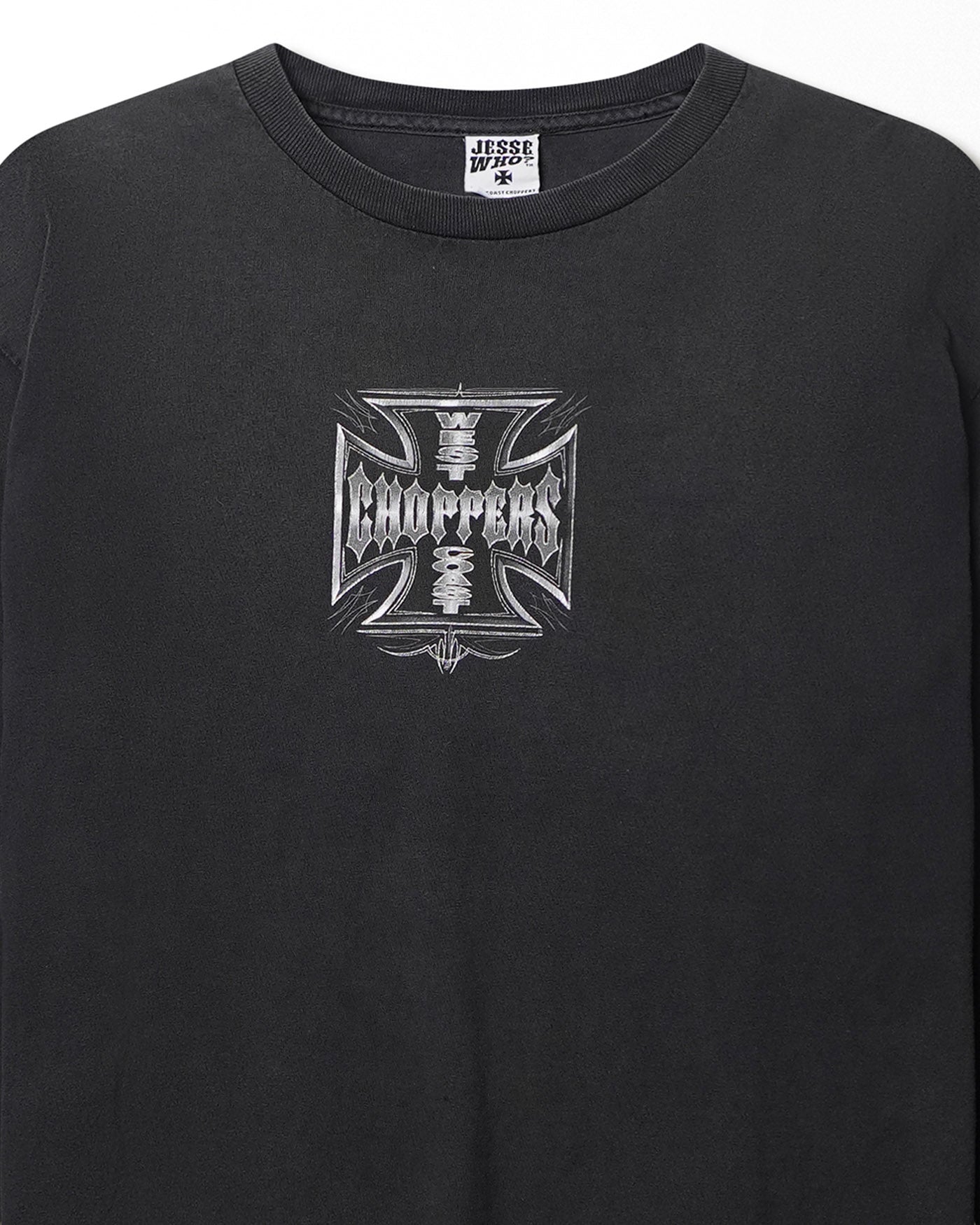 WEST COAST CHOPPERS "SILVER CROSS" BLACK LONG SLEEVE T-SHIRT