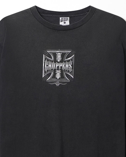 WEST COAST CHOPPERS "SILVER CROSS" BLACK LONG SLEEVE T-SHIRT