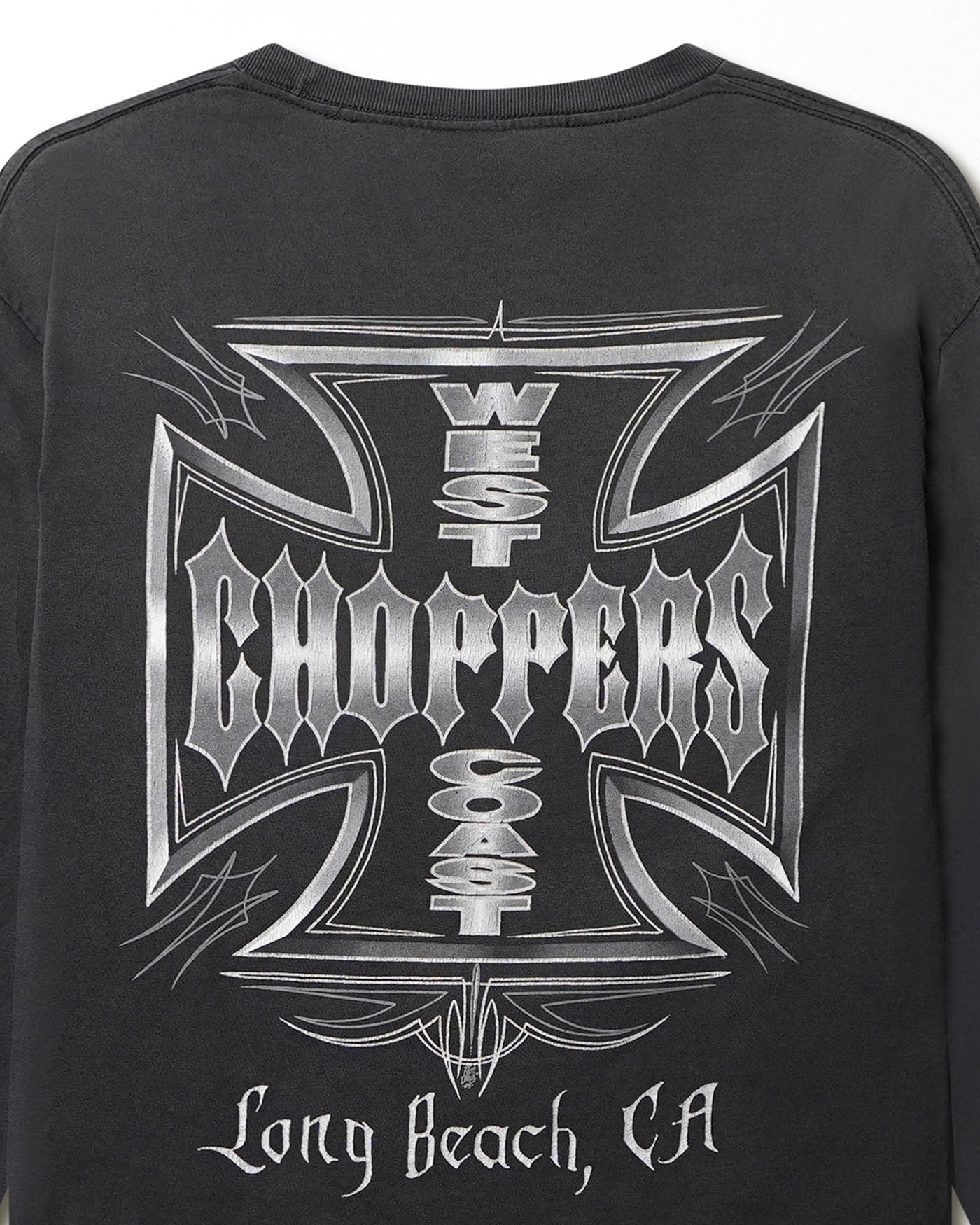 WEST COAST CHOPPERS "SILVER CROSS" BLACK LONG SLEEVE T-SHIRT
