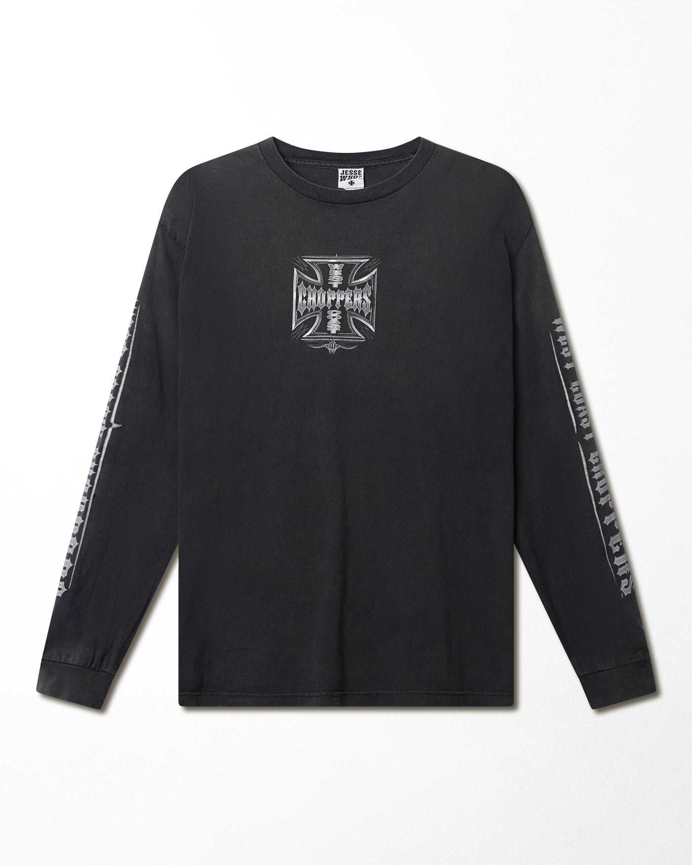 WEST COAST CHOPPERS "SILVER CROSS" BLACK LONG SLEEVE T-SHIRT