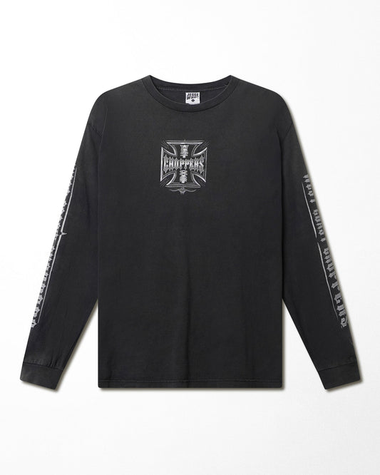 WEST COAST CHOPPERS "SILVER CROSS" BLACK LONG SLEEVE T-SHIRT
