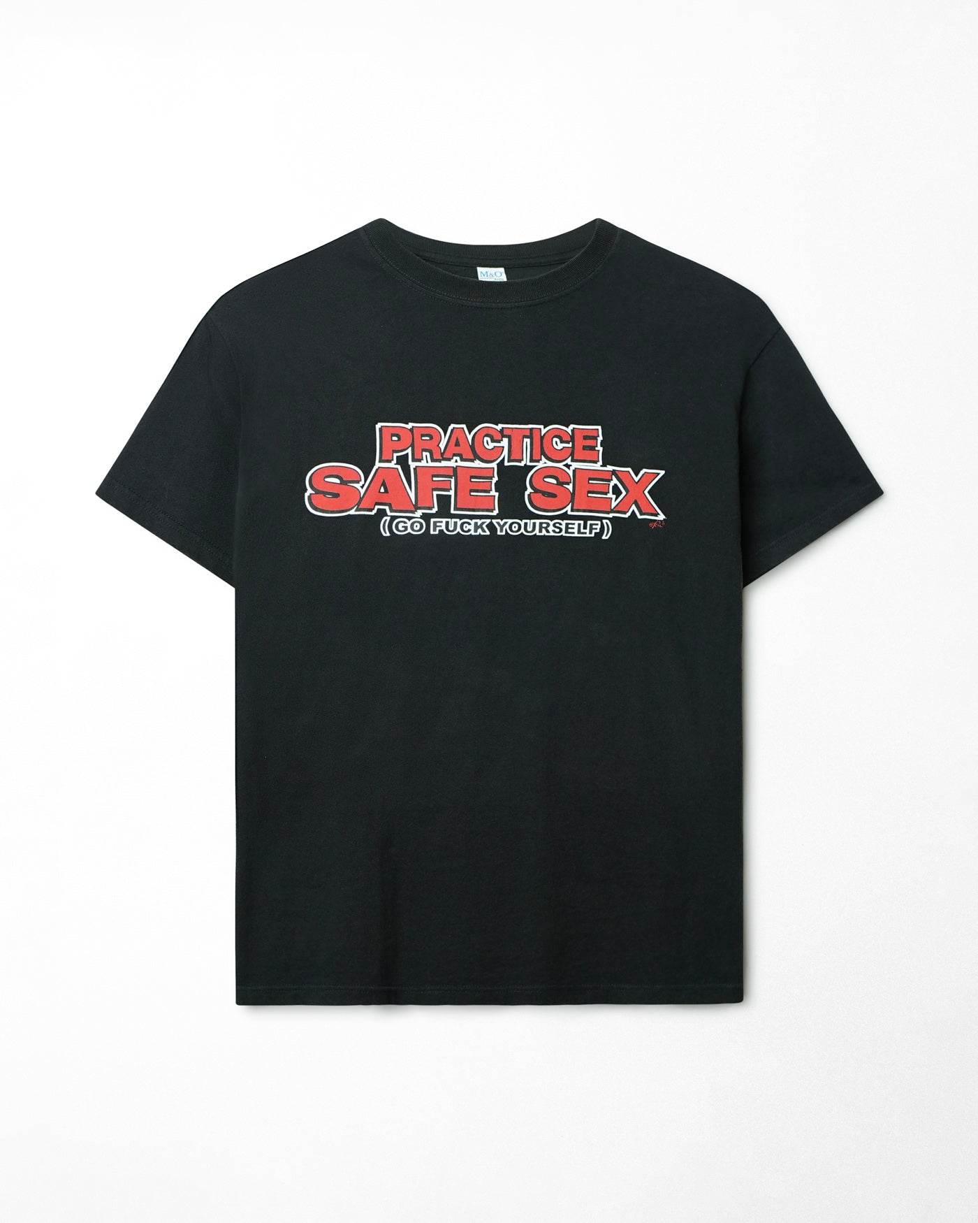 M&O "PRACTICE SAFE SEX" BLACK T-SHIRT