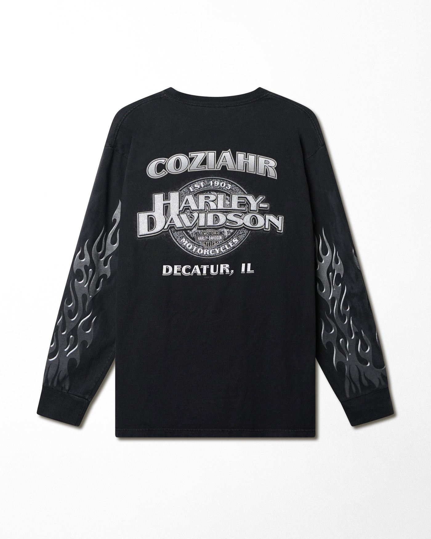 HARLEY DAVIDSON "SILVER FLAMES" BLACK LONGSLEEVE T-SHIRT