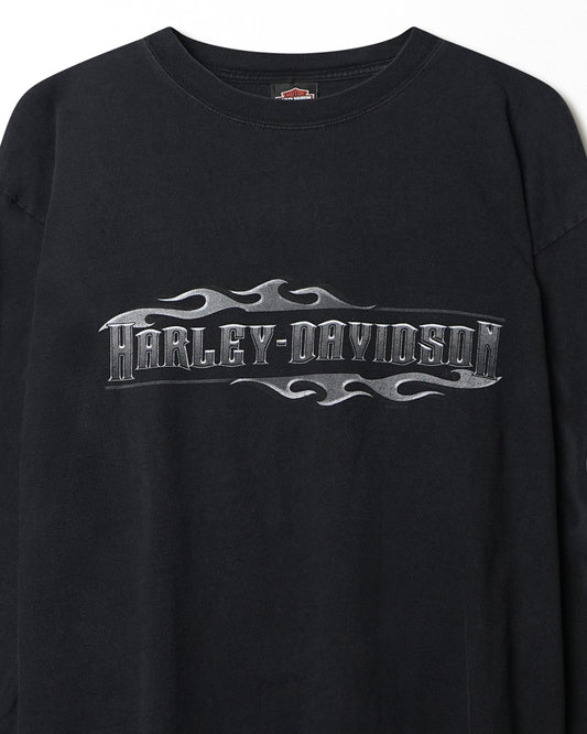 HARLEY DAVIDSON "SILVER FLAMES" BLACK LONGSLEEVE T-SHIRT