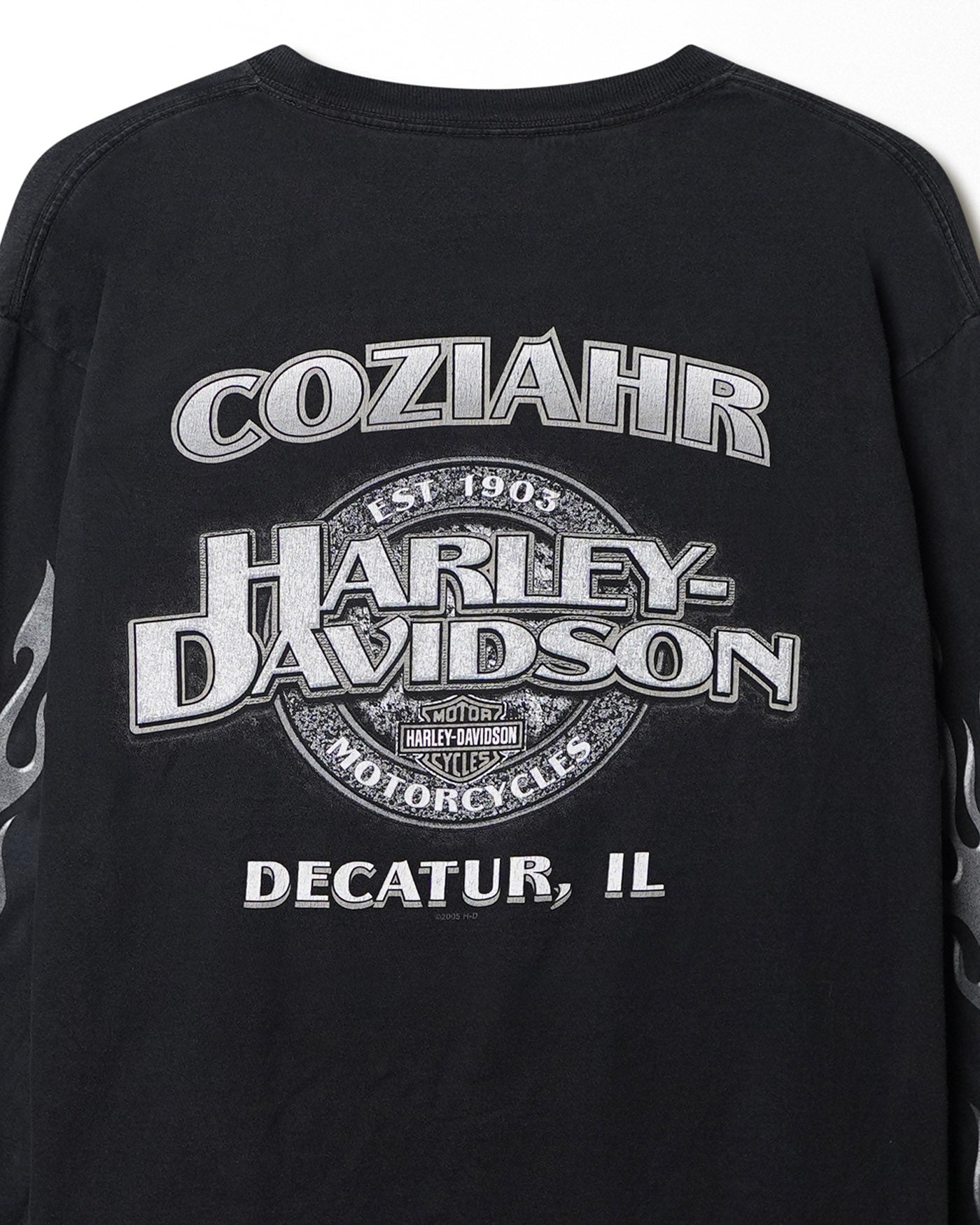 HARLEY DAVIDSON "SILVER FLAMES" BLACK LONGSLEEVE T-SHIRT