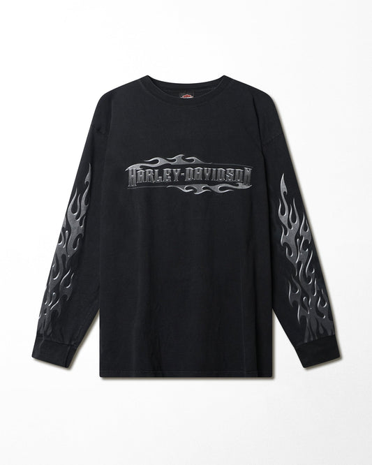 HARLEY DAVIDSON "SILVER FLAMES" BLACK LONGSLEEVE T-SHIRT