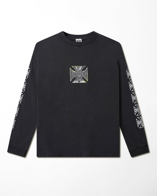 WEST COAST CHOPPERS "IRON CROSS" BLACK LONG SLEEVE T-SHIRT