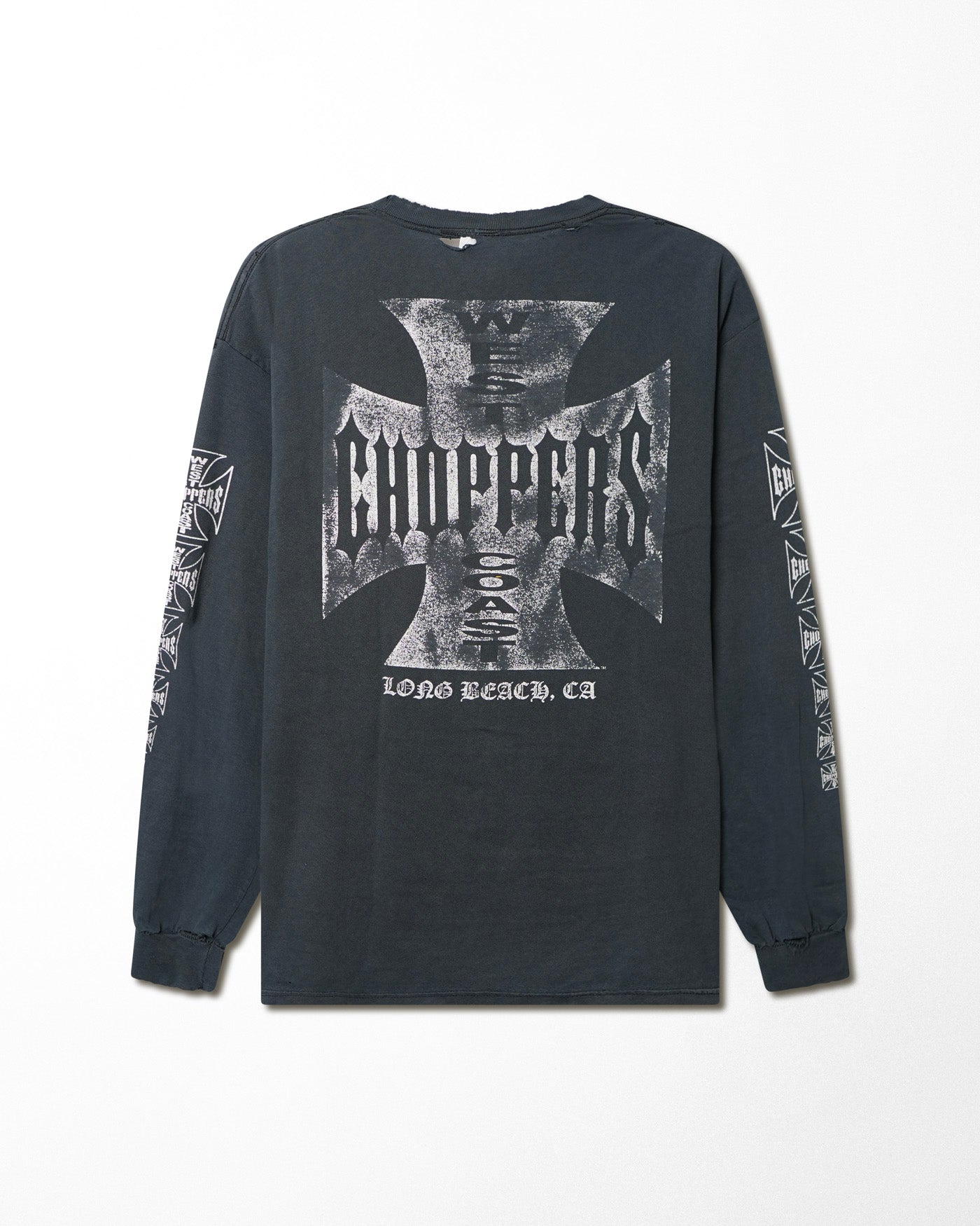 ANVIL WEST COAST CHOPPERS "CLASSIC LOGO" BLUE DISTRESSED LONG SLEEVE T-SHIRT