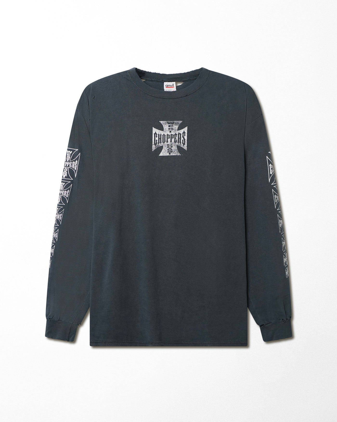 ANVIL WEST COAST CHOPPERS "CLASSIC LOGO" BLUE DISTRESSED LONG SLEEVE T-SHIRT
