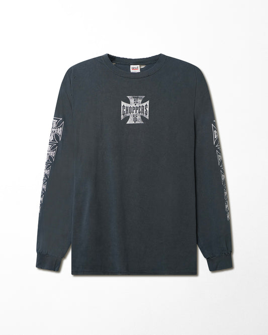 ANVIL WEST COAST CHOPPERS "CLASSIC LOGO" BLUE DISTRESSED LONG SLEEVE T-SHIRT