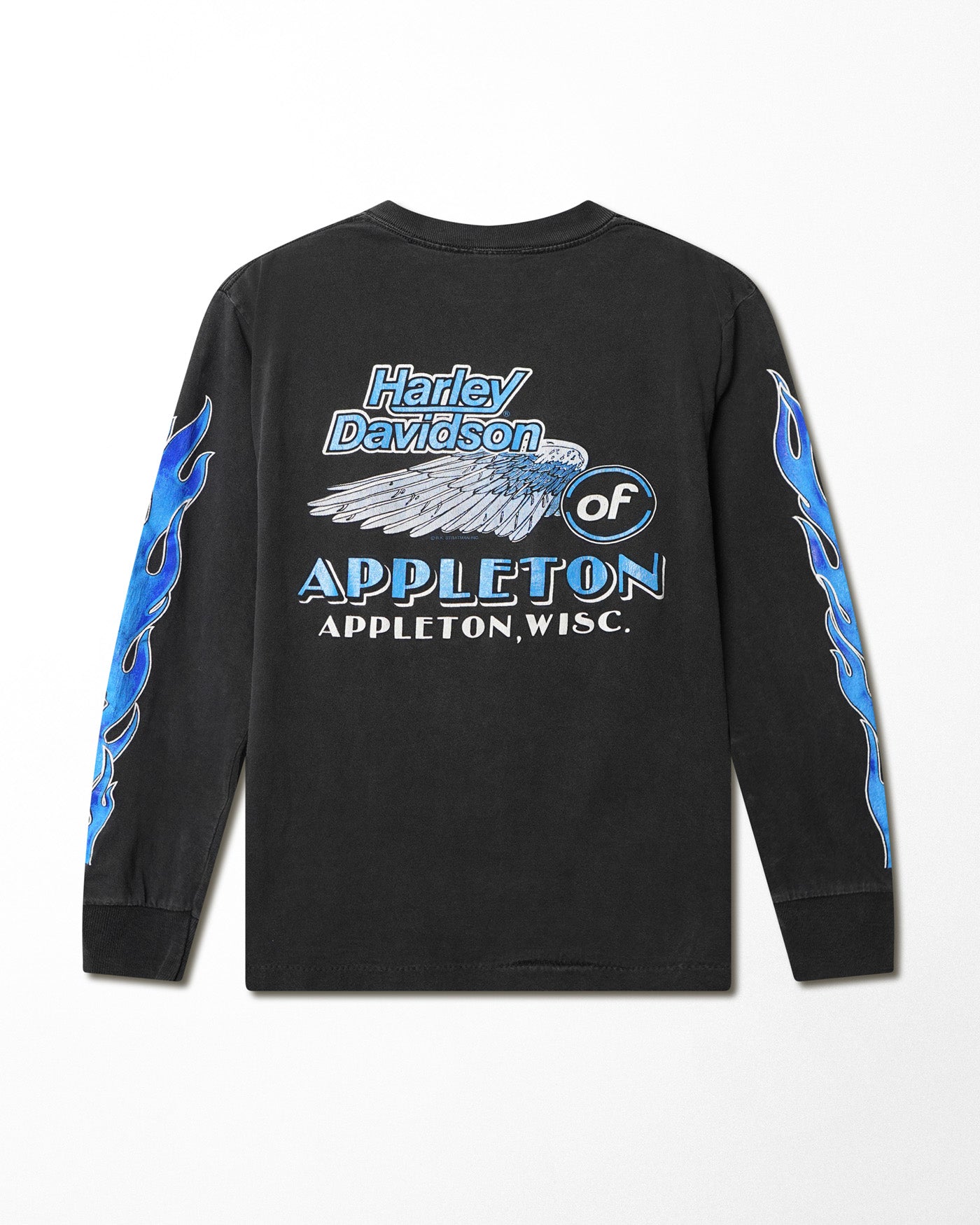 HARLEY DAVIDSON "BLUE FLAMES" BLACK LONG SLEEVE T-SHIRT