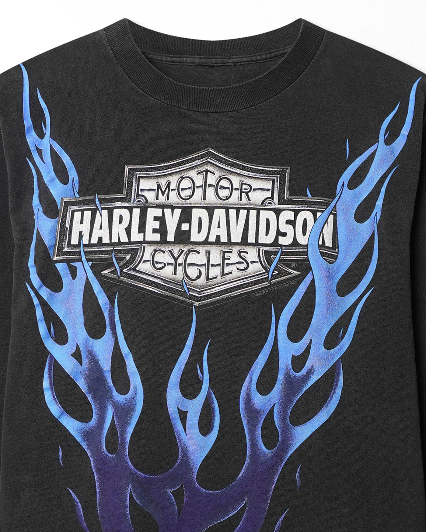 HARLEY DAVIDSON "BLUE FLAMES" BLACK LONG SLEEVE T-SHIRT