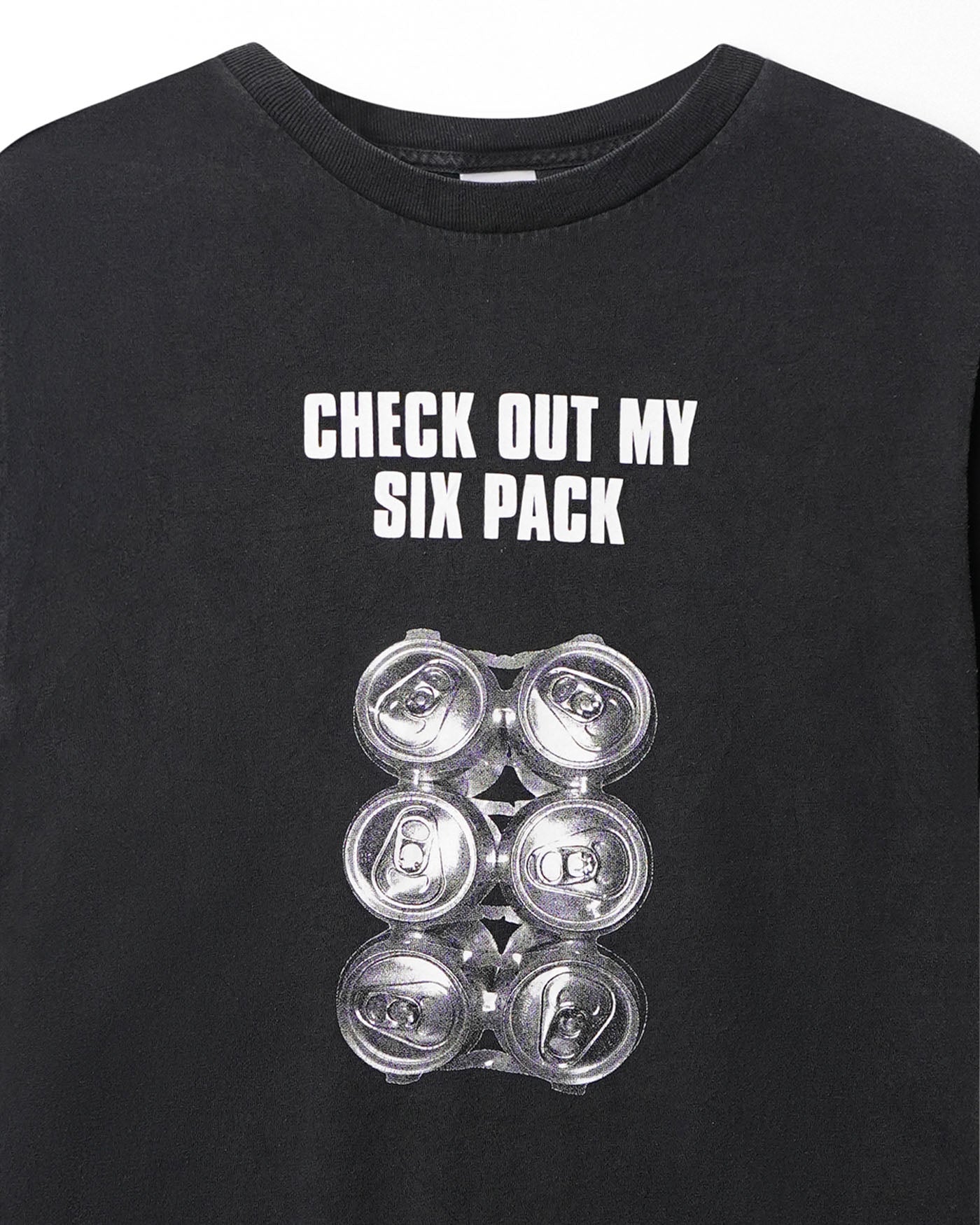 ALSTYLE "CHECK OUT MY SIX PACK" BLACK FADED T-SHIRT