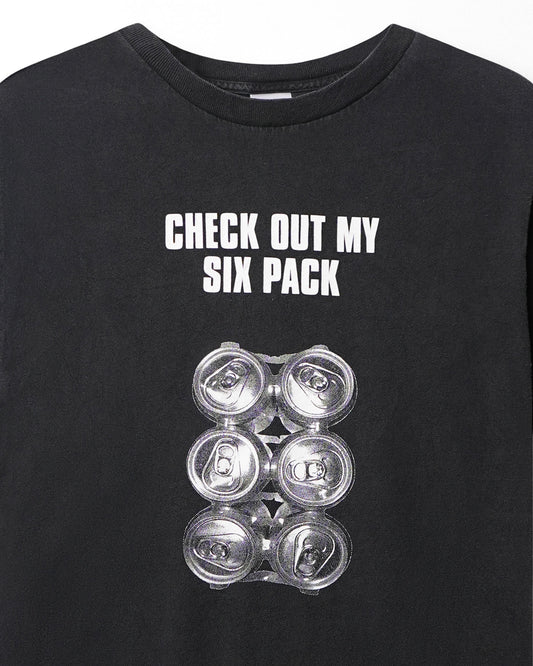 ALSTYLE "CHECK OUT MY SIX PACK" BLACK FADED T-SHIRT