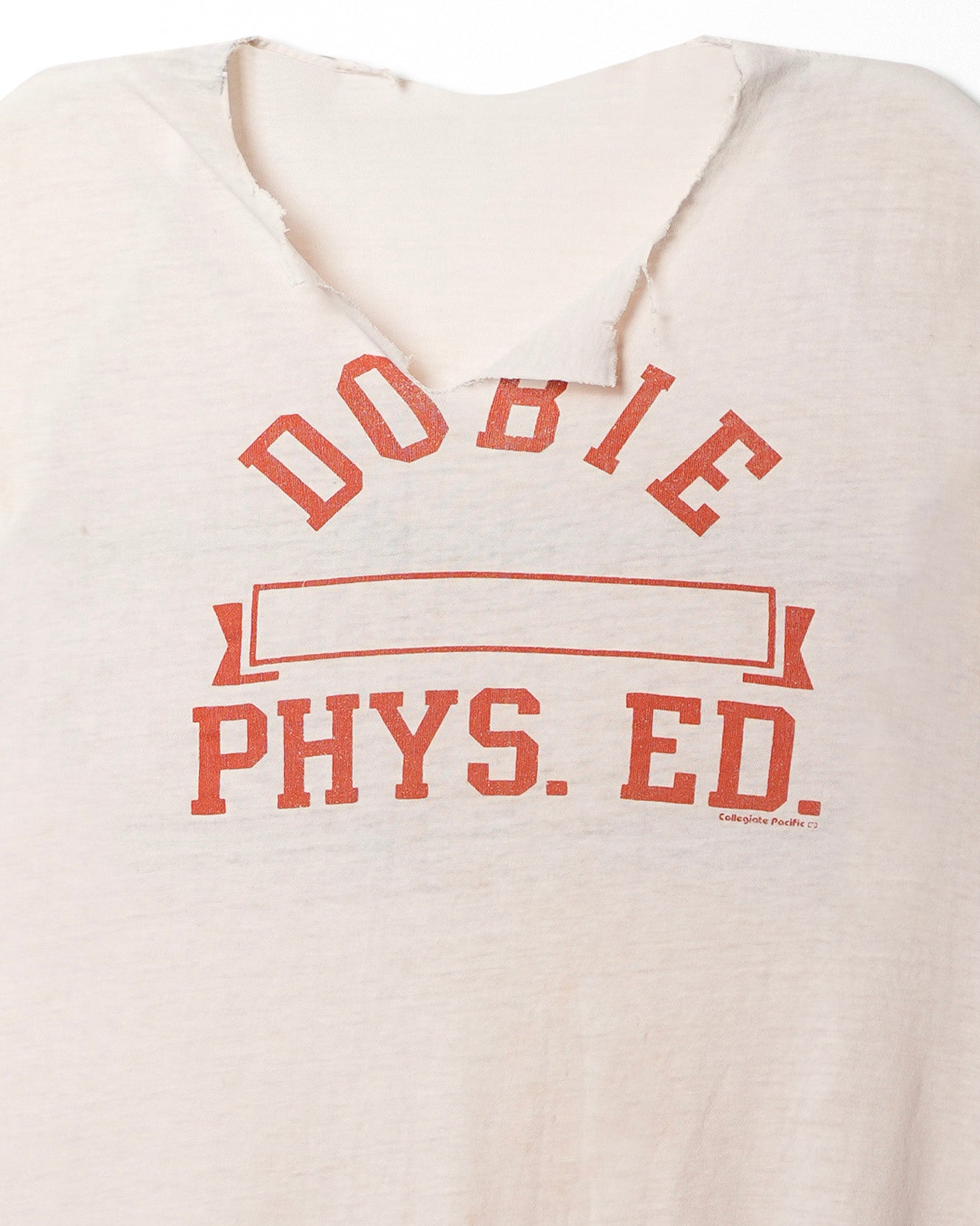 "DOBIE PHYS. ED." WHITE FADED SLEEVELESS T-SHIRT