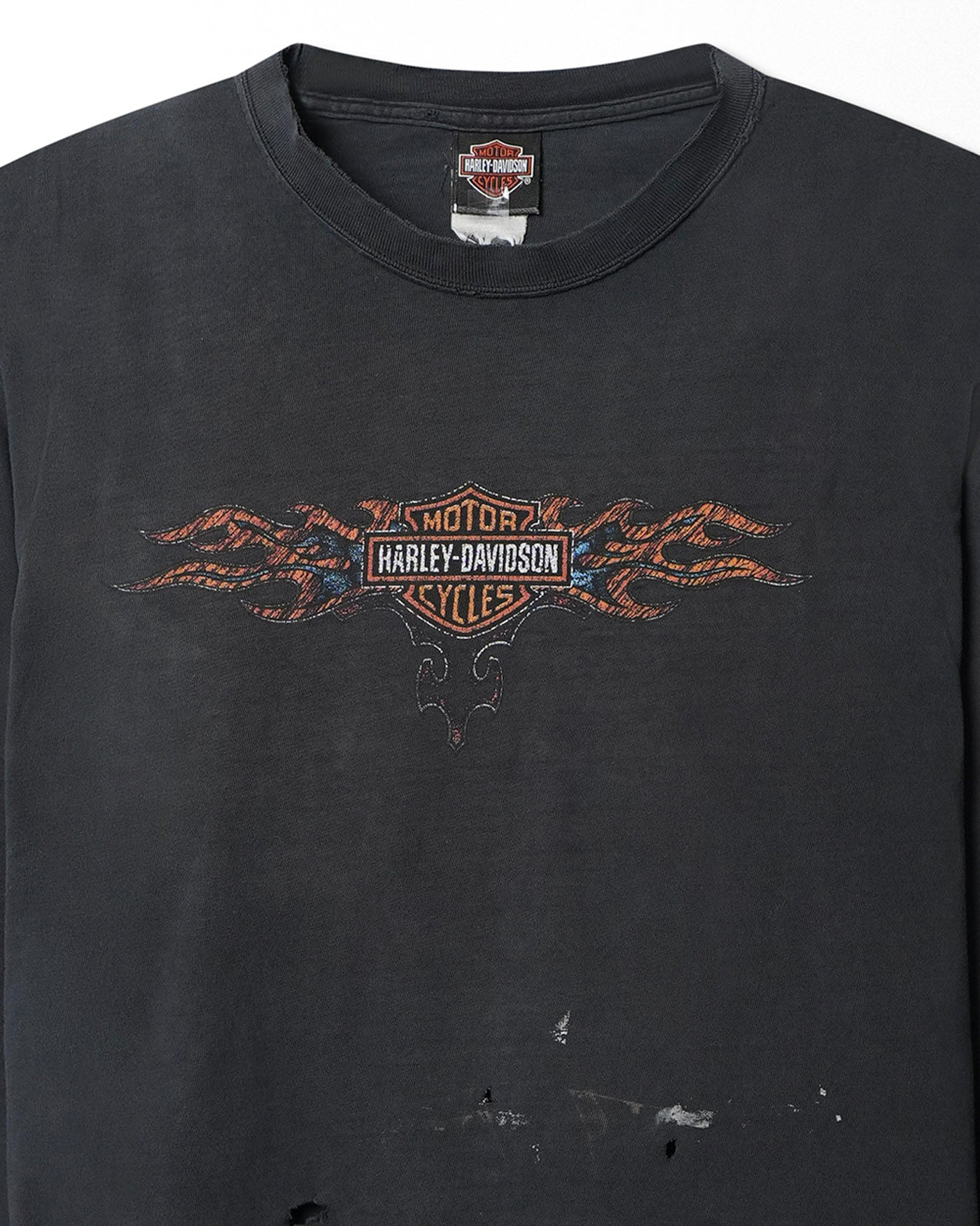 HARLEY DAVIDSON "COWBOY" BLACK FADED DISTRESSED LONG SLEEVE T-SHIRT