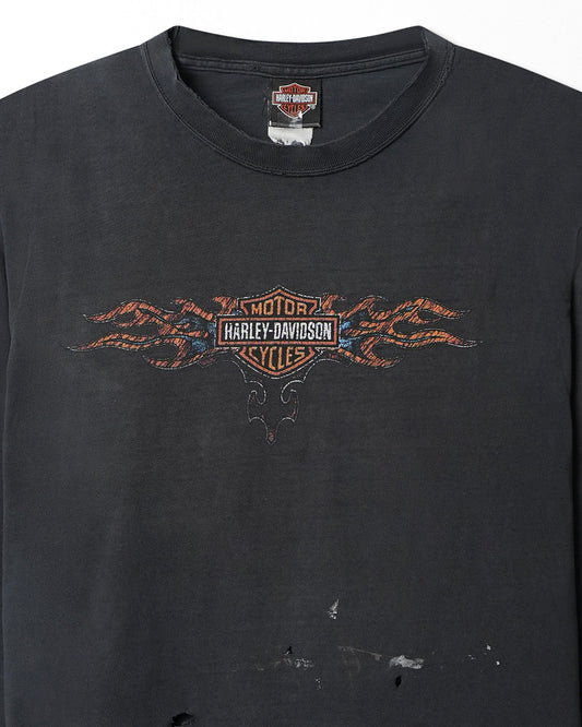 HARLEY DAVIDSON "COWBOY" BLACK FADED DISTRESSED LONG SLEEVE