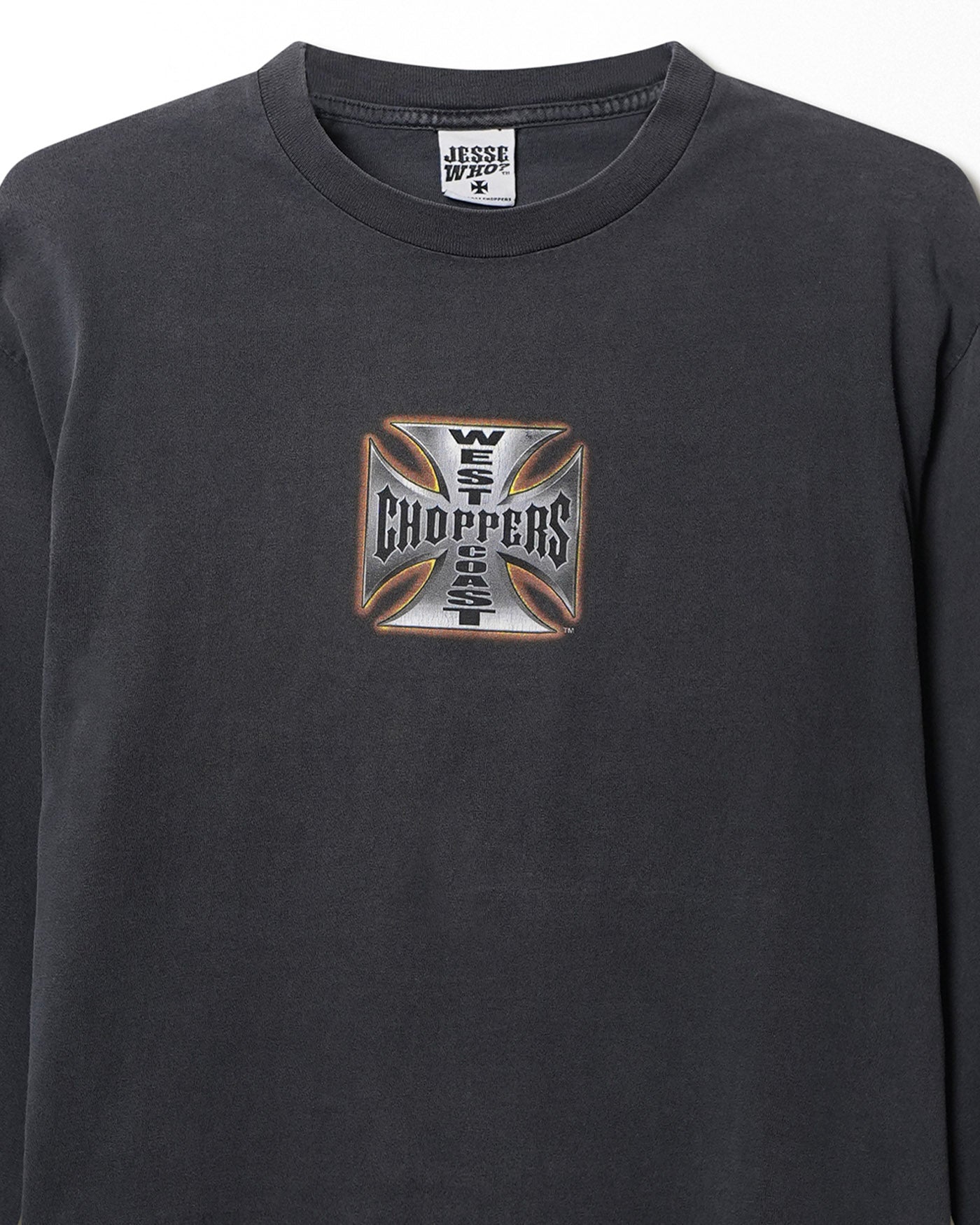 WEST COAST CHOPPERS "IRON CROSS" BLACK FADED LONG SLEEVE T-SHIRT