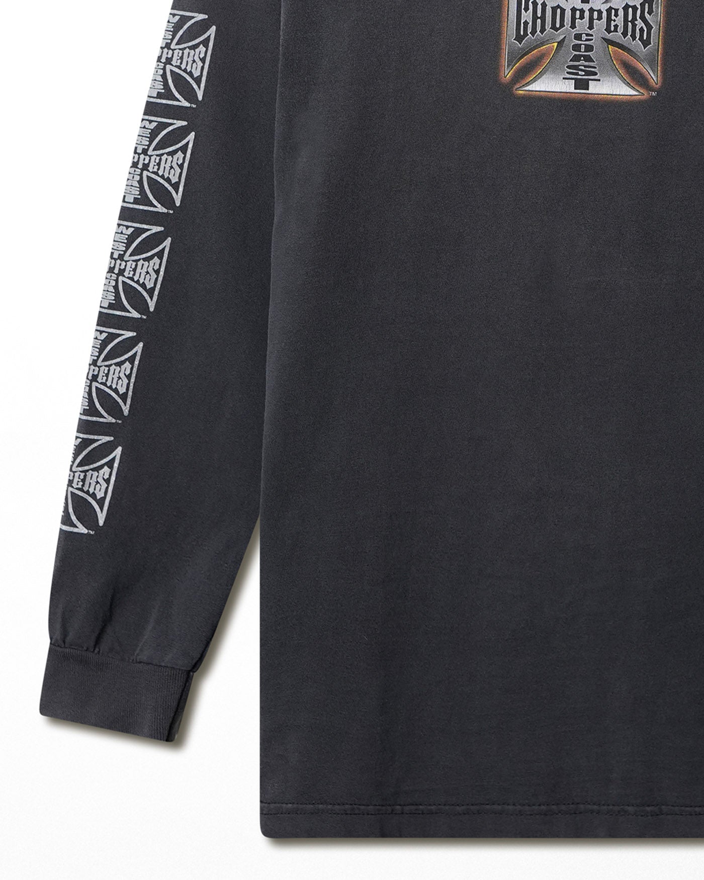 WEST COAST CHOPPERS "IRON CROSS" BLACK FADED LONG SLEEVE T-SHIRT