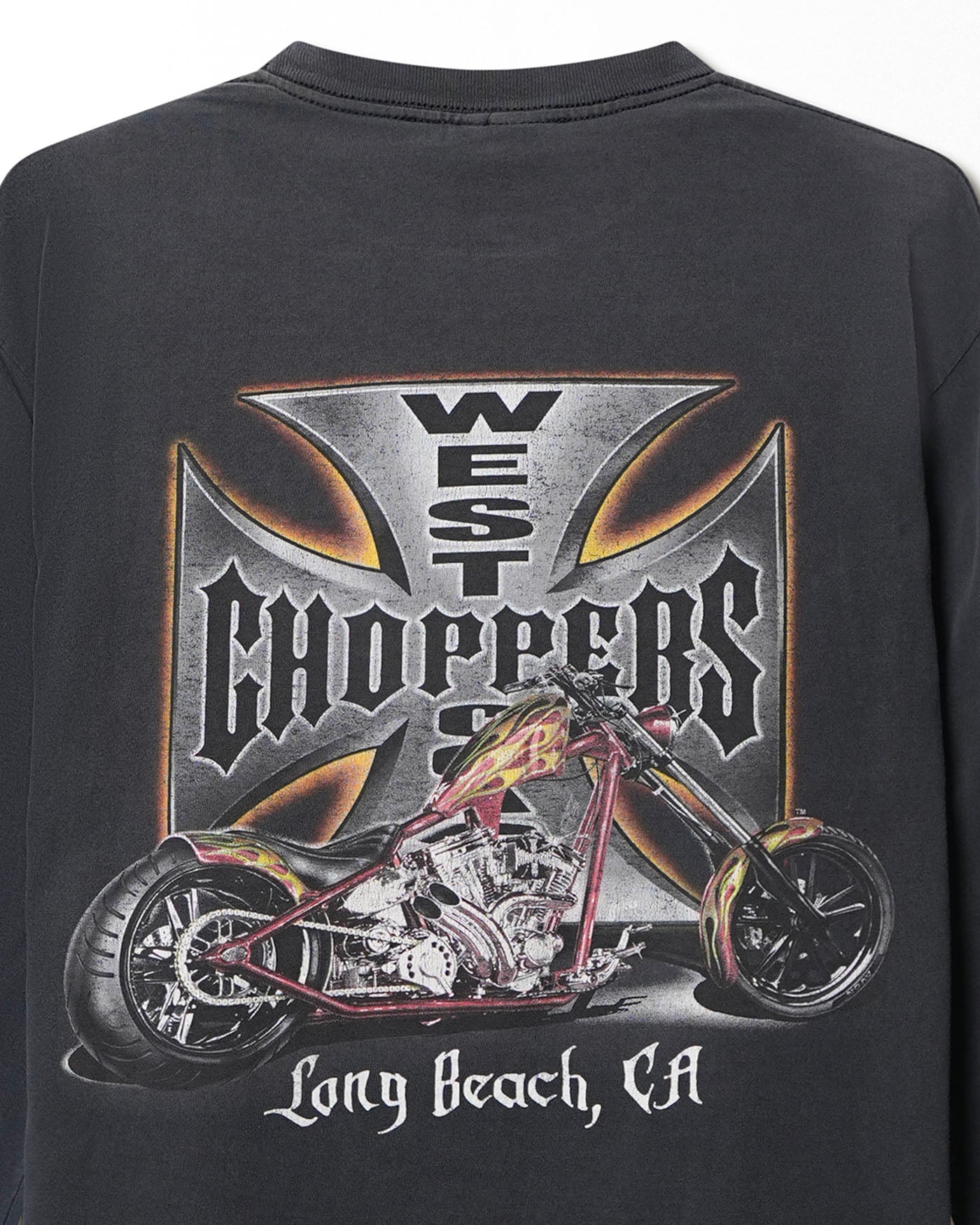 WEST COAST CHOPPERS "IRON CROSS" BLACK FADED LONG SLEEVE T-SHIRT