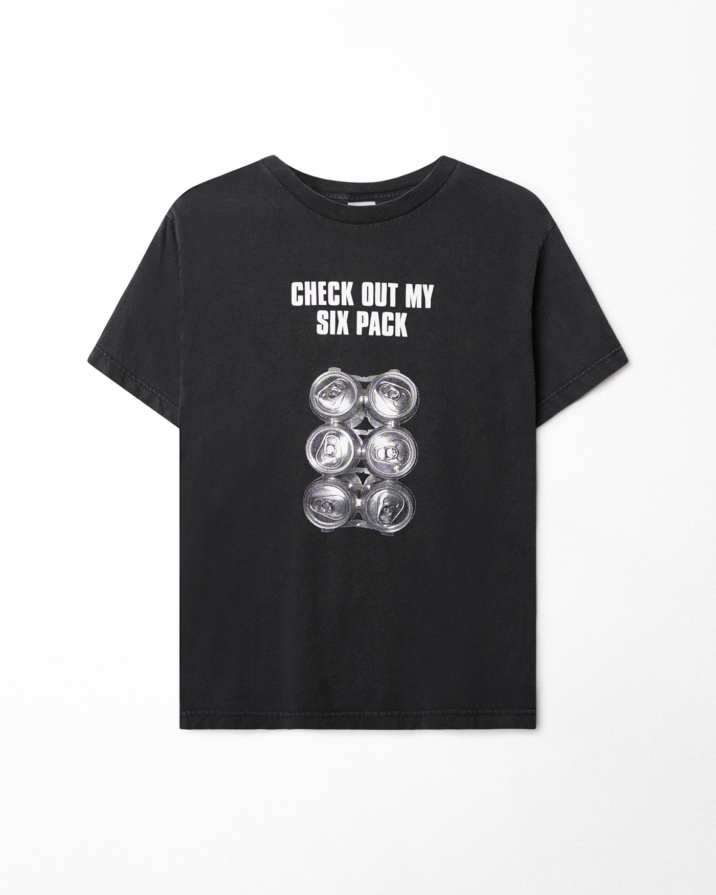 ALSTYLE "CHECK OUT MY SIX PACK" BLACK FADED T-SHIRT