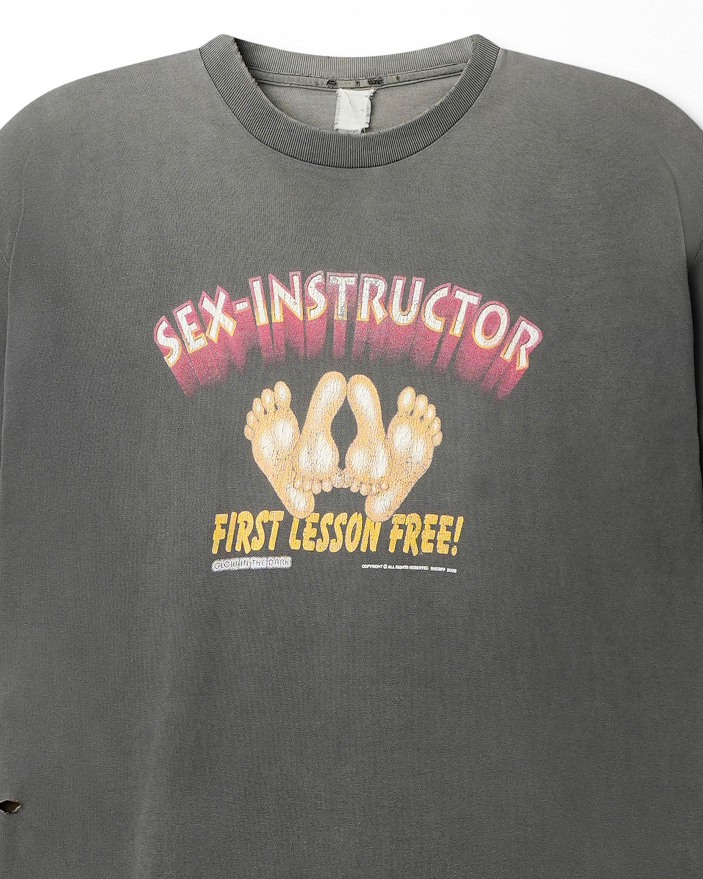 "SEX INSTRUCTOR" GREY FADED T-SHIRT