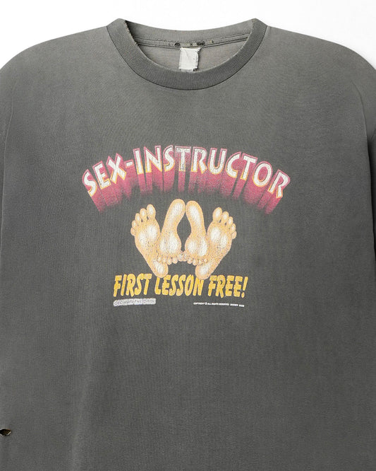 "SEX INSTRUCTOR" GREY FADED T-SHIRT