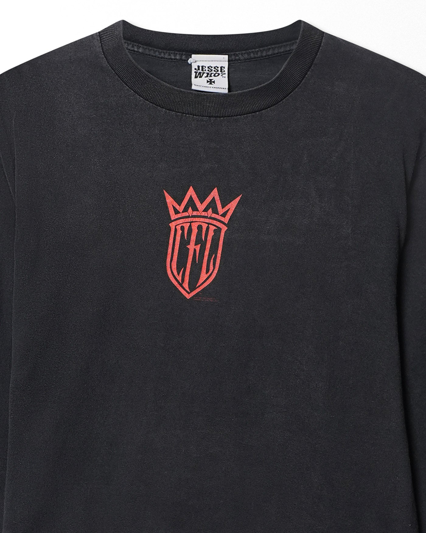 WEST COAST CHOPPERS "RED CREST LOGO" BLACK FADED LONG SLEEVE T-SHIRT