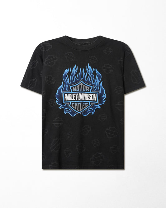HARLEY DAVIDSON "BLUE FLAMES" BLACK T-SHIRT