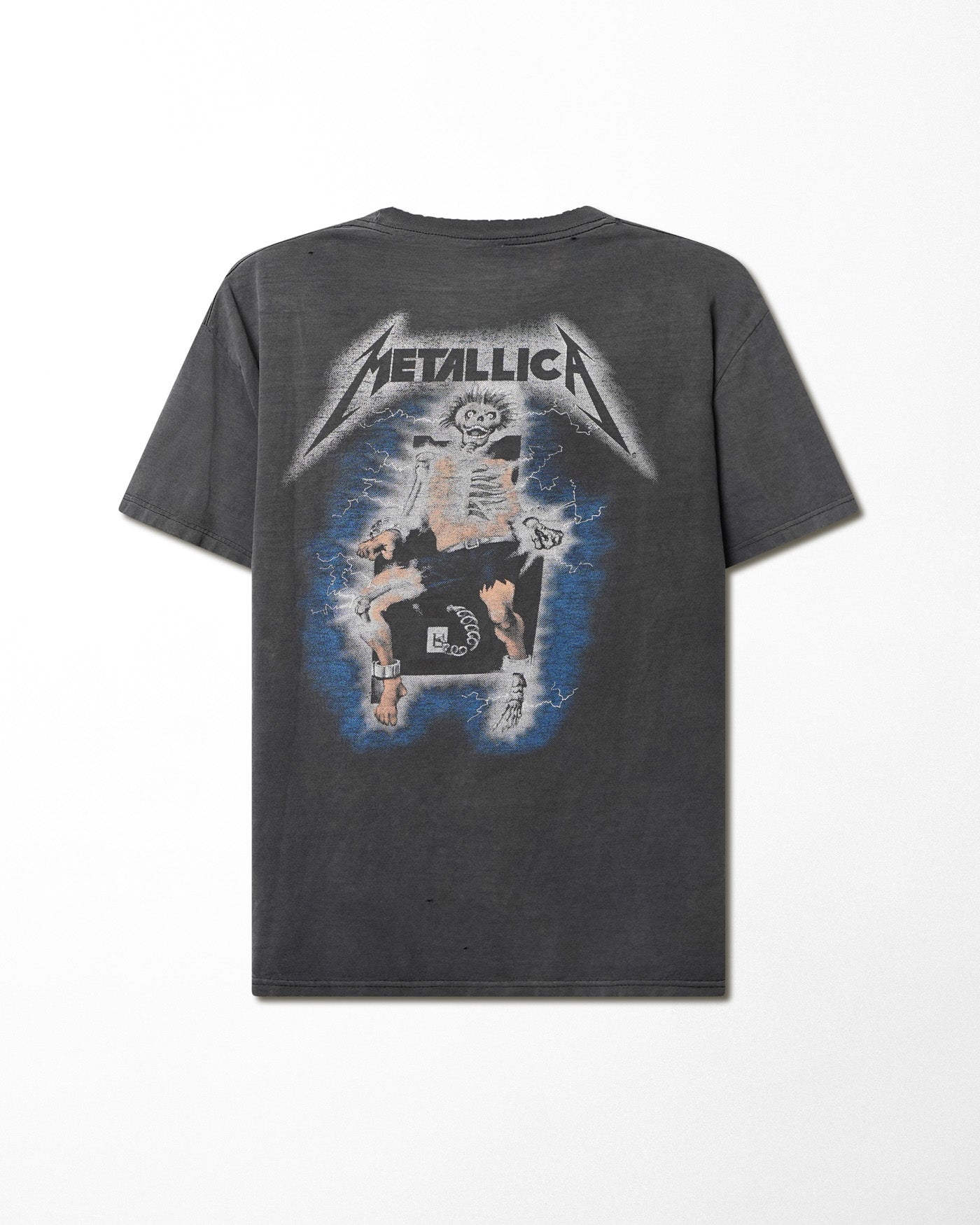 "METALLICA RIDE THE LIGHTNING" BLACK FADED DISTRESSED T-SHIRT