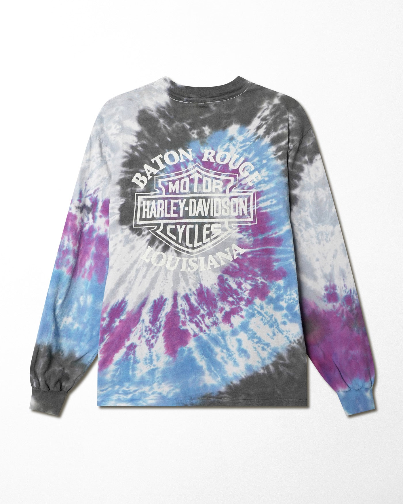 HARLEY DAVIDSON "BATON ROUGE" TIE DYE LONG SLEEVE T-SHIRT