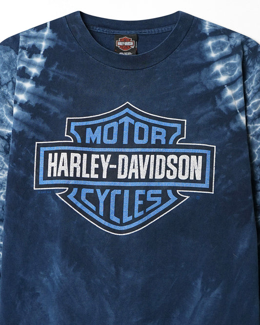 HARLEY DAVIDSON "BUDKE'S WILD BUNCH" BLUE TIE DYE LONG SLEEVE T-SHIRT