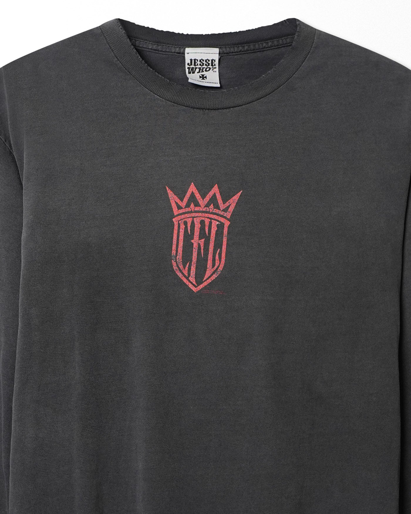 WEST COAST CHOPPERS "RED CREST LOGO" BLACK FADED LONG SLEEVE T-SHIRT