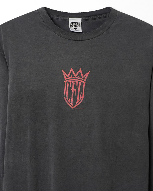 WEST COAST CHOPPERS "RED CREST LOGO" BLACK FADED LONG SLEEVE T-SHIRT