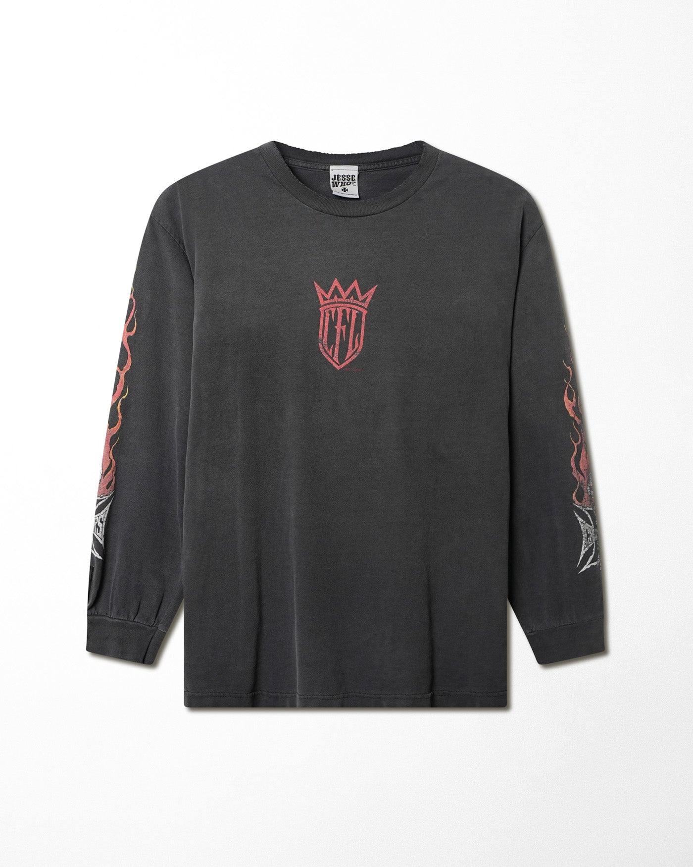 WEST COAST CHOPPERS "RED CREST LOGO" BLACK FADED LONG SLEEVE T-SHIRT