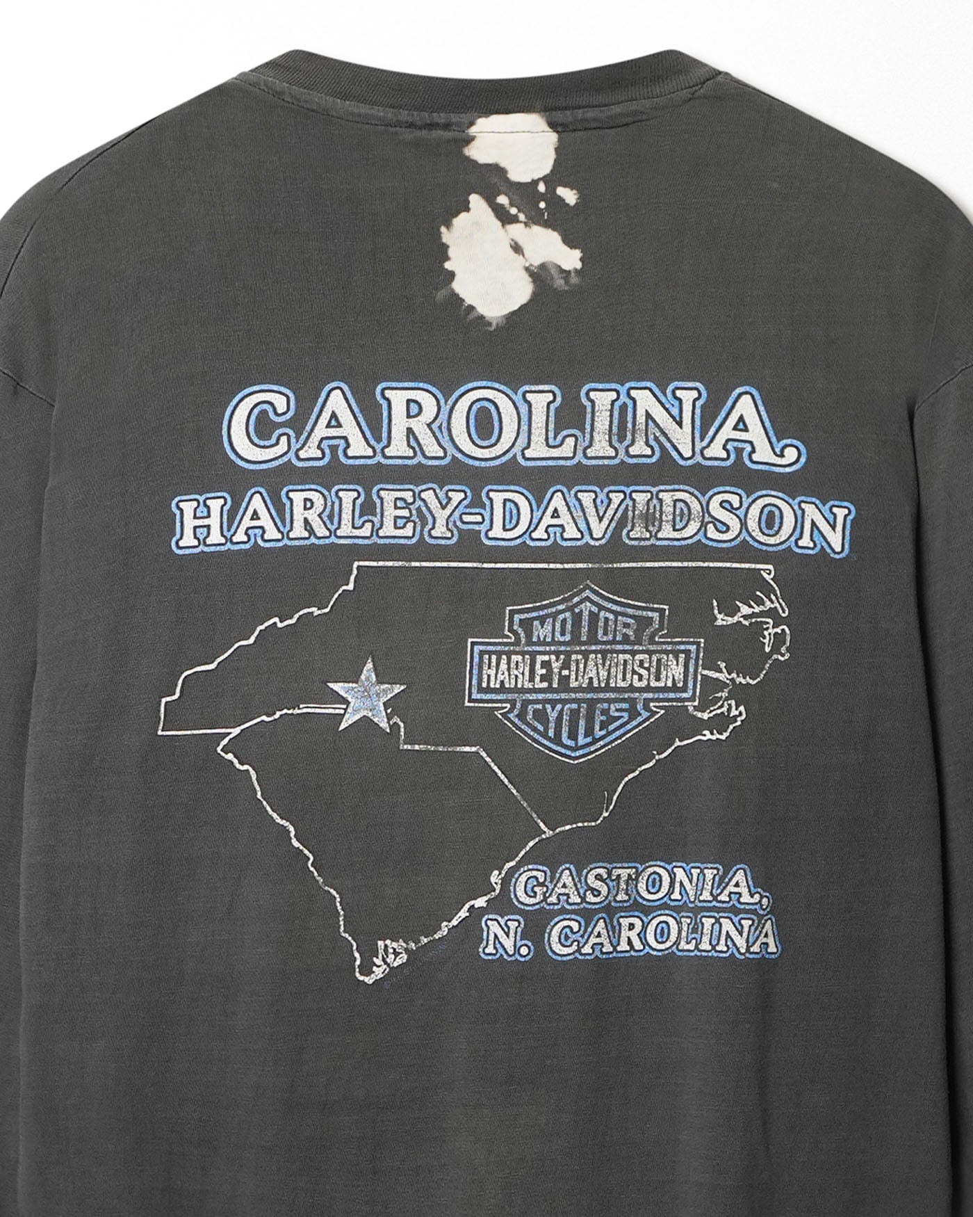 HANES HARLEY DAVIDSON "BLUE FLAMES" BLACK FADED LONG SLEEVE T-SHIRT