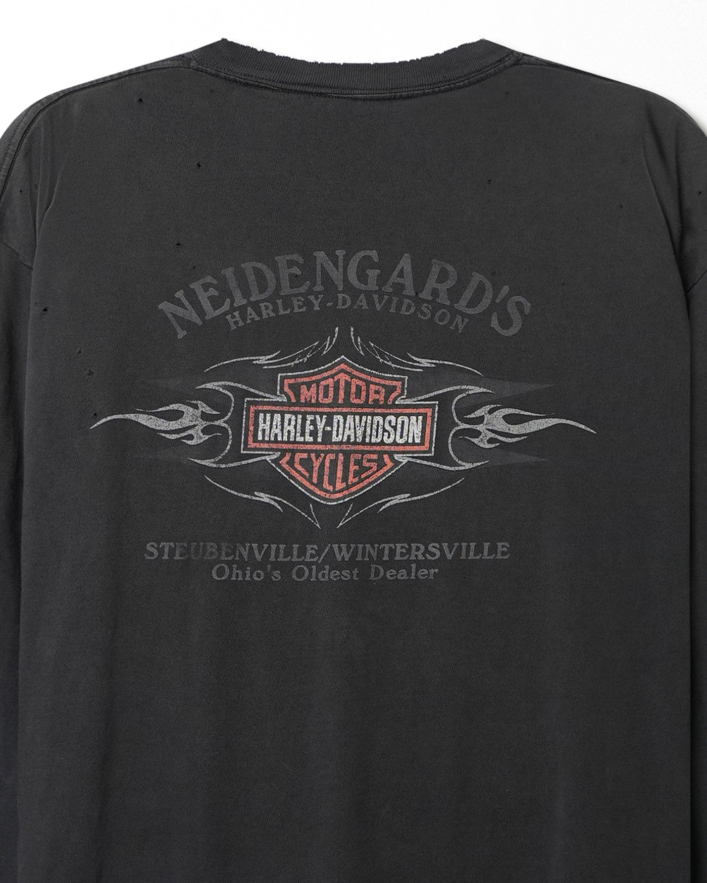 HARLEY DAVIDSON "BROTHERHOOD" BLACK FADED DISTRESSED POCKET LONG SLEEVE T-SHIRT