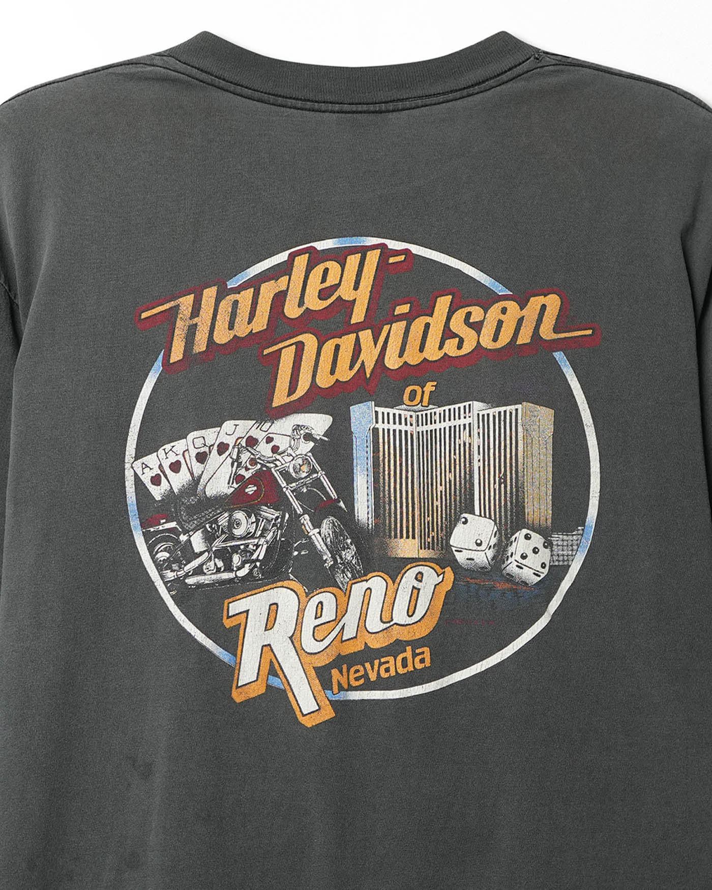 TOUCH OF GOLD HARLEY DAVIDSON "RED FLAMES" BLACK FADED LONG SLEEVE T-SHIRT