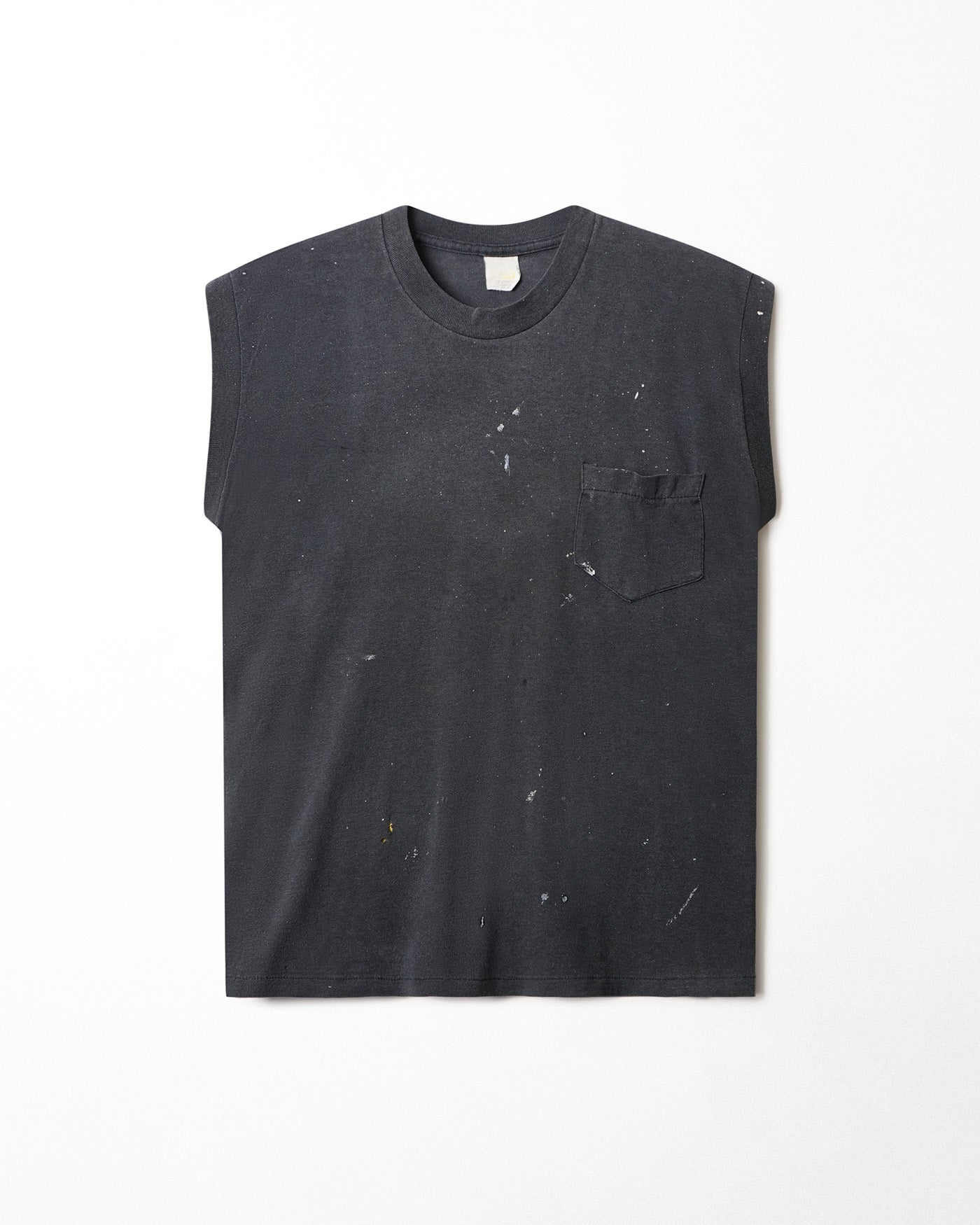 MUSCLE FADED BLACK POCKET TANK TOP
