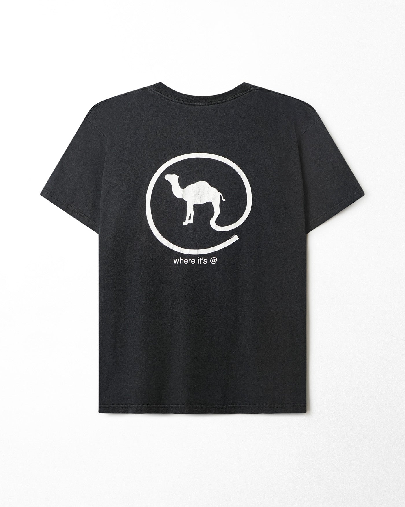 CAMEL BLACK FADED POCKET T-SHIRT