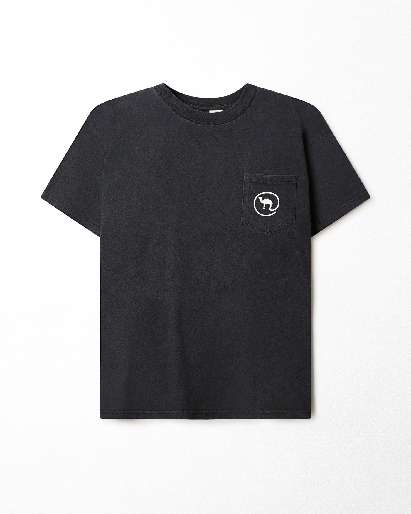 CAMEL BLACK FADED POCKET T-SHIRT