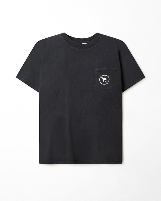 CAMEL BLACK FADED POCKET T-SHIRT
