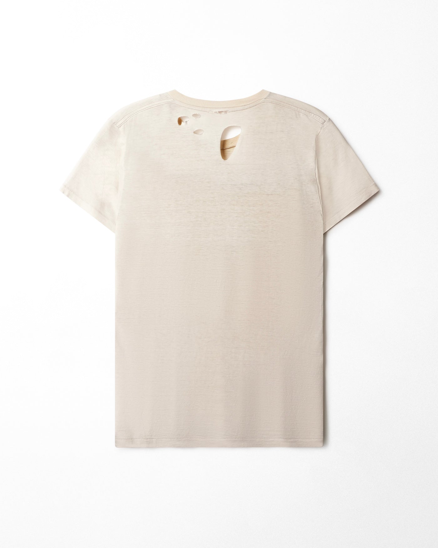 CREAM DISTRESSED POCKET T-SHIRT