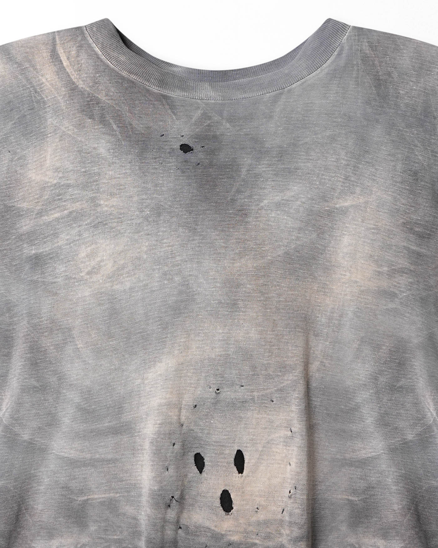 FADED AND REPAIRED GREY T-SHIRT