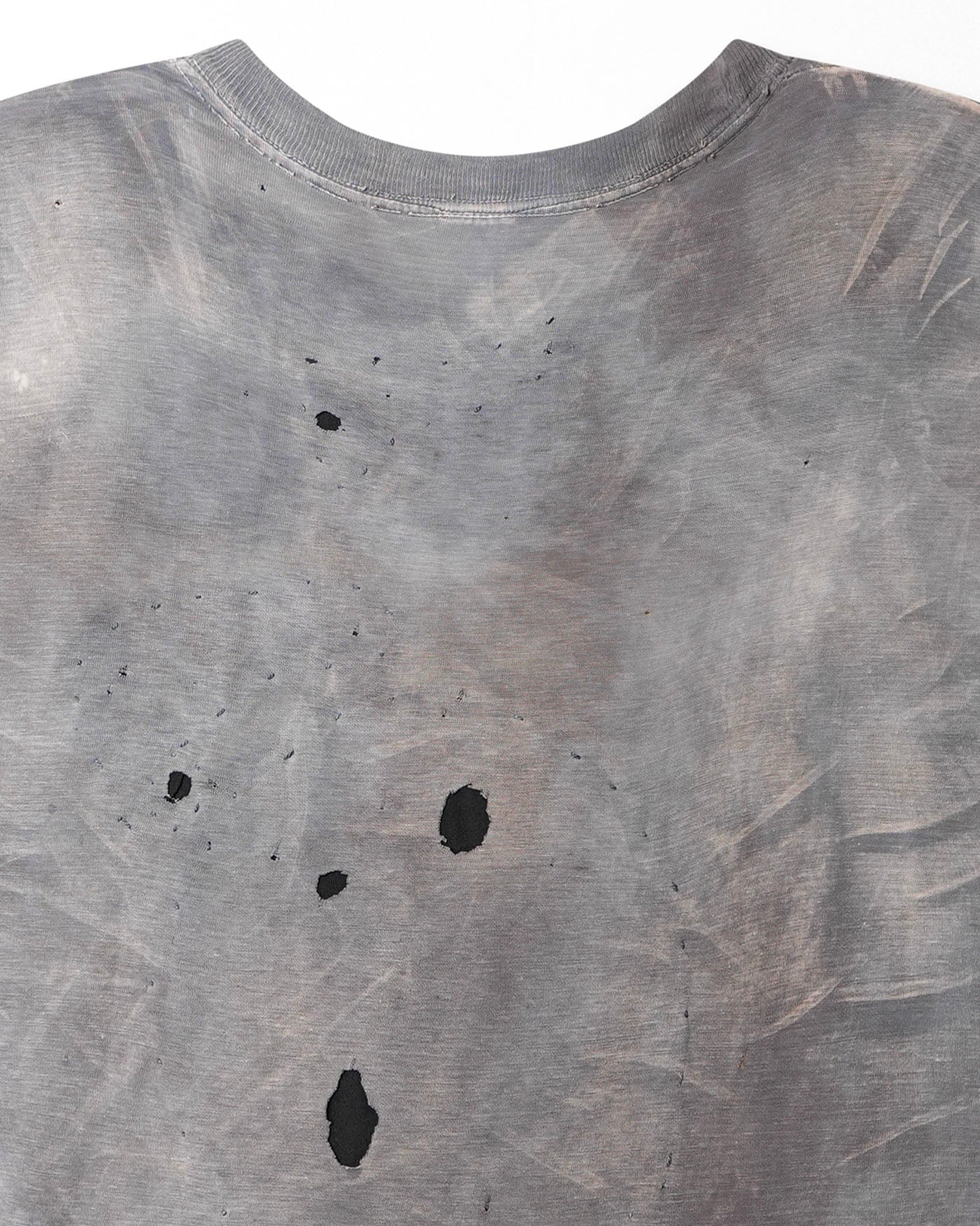 FADED AND REPAIRED GREY T-SHIRT