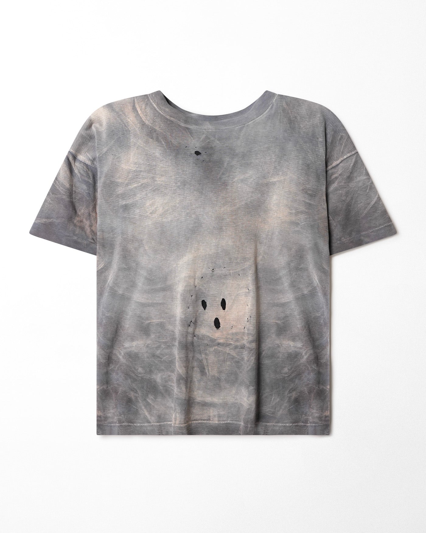 FADED AND REPAIRED GREY T-SHIRT