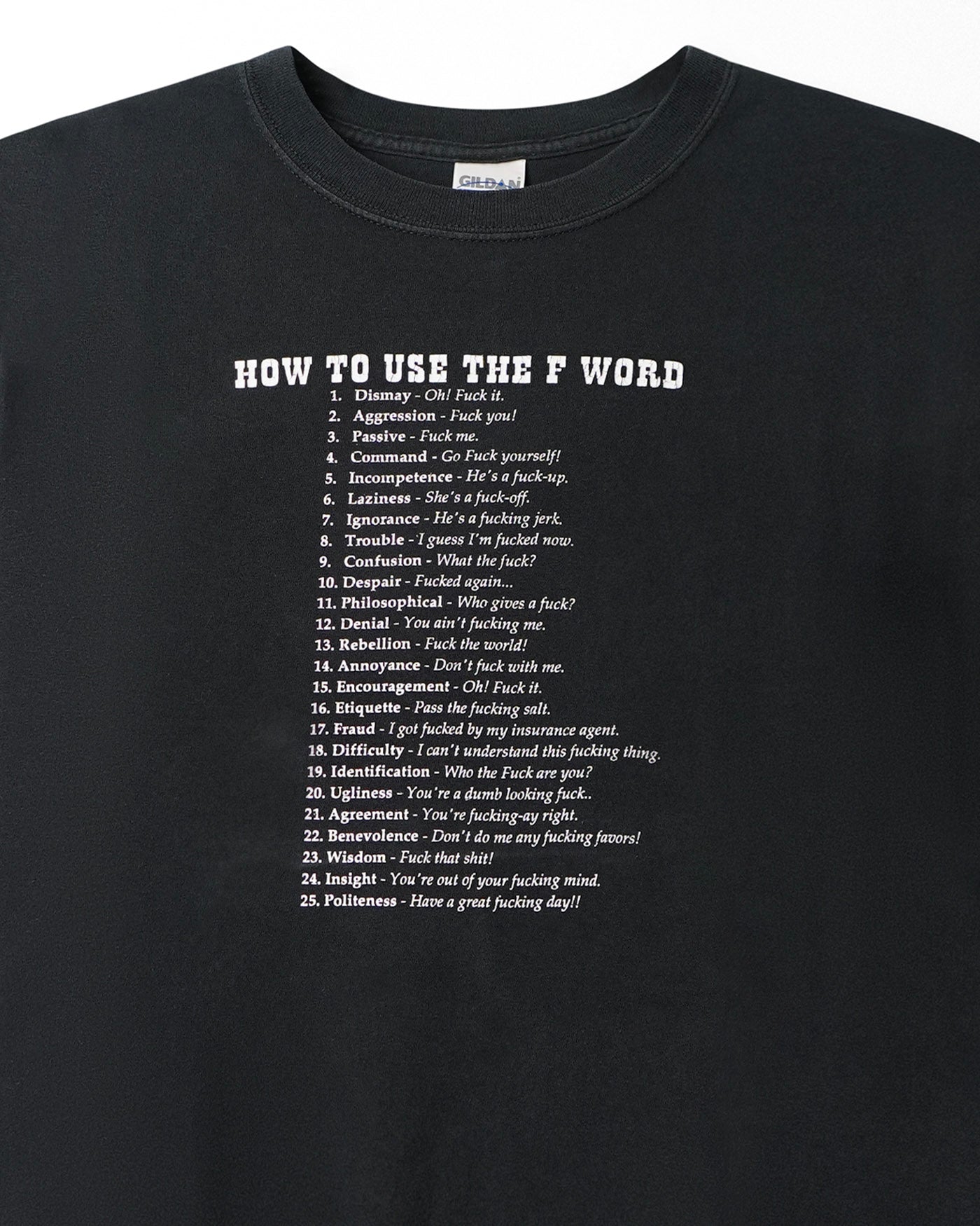 GILDAN "HOW TO USE THE F WORD" BLACK T-SHIRT